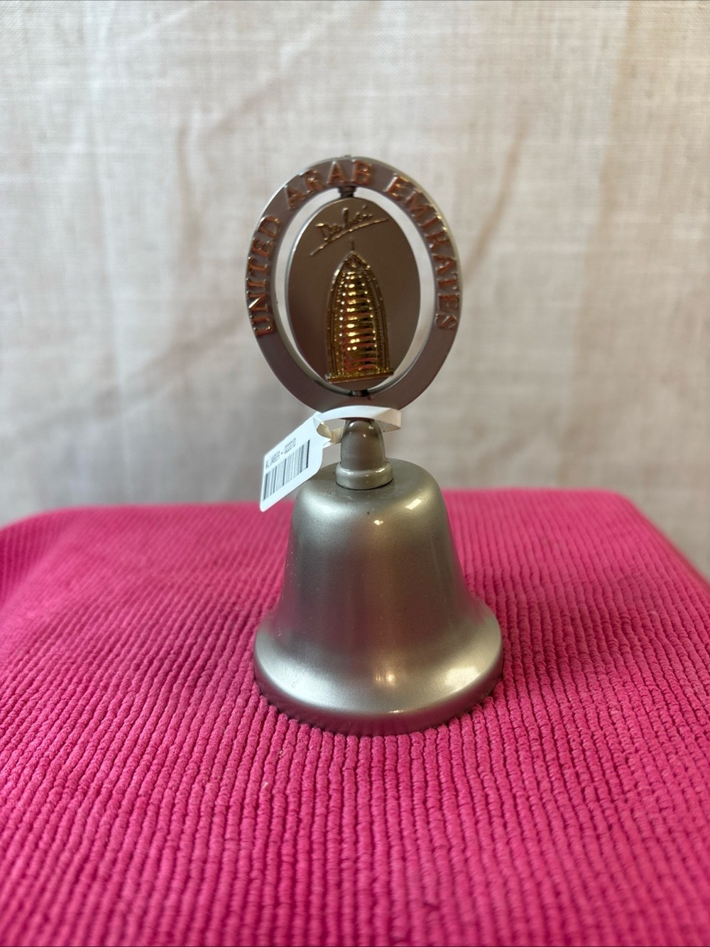 United Arab Emirates Dubai Silver Metal Souvenir Spinning Top Bell  3 1/4”
